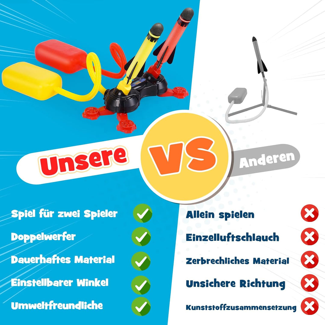 Rakete Luftdruck, Outdoor Spielzeug für Kinder - Geschenke für Jungen Mädchen Doppelt 6pcs, Doppelt