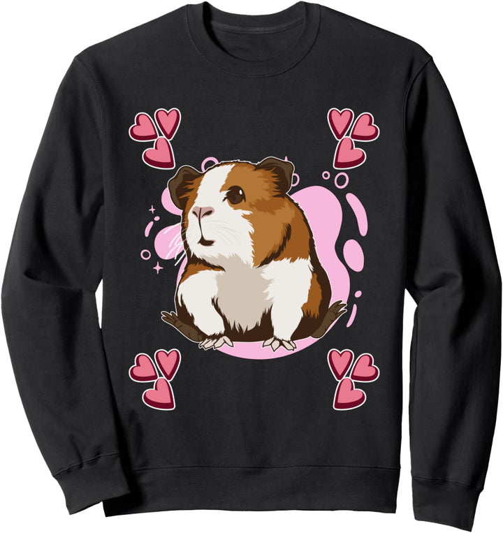 Pink Heart Design Guinea Pig Meerschweinchen Sweatshirt