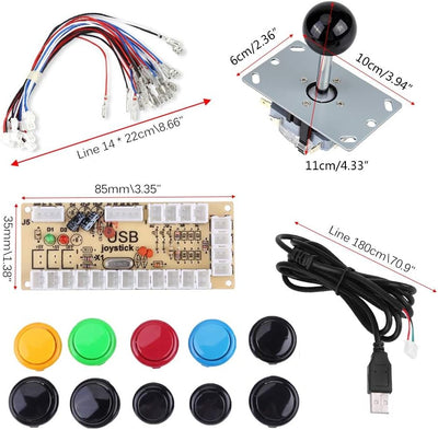 LetCart Arcade Game DIY Teil, Spieler Arcade Spiel Kit Teil USB Pc Joystick für Mame Spiel DIY Null