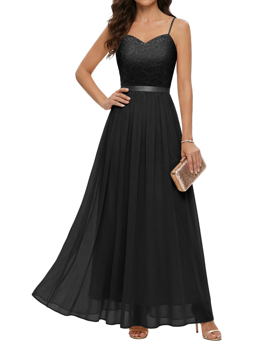 DRESSTELLS Abendkleider Elegant für Hochzeit Festlich Ballkleid Damen Lang Brautkleid Standesamt Bra