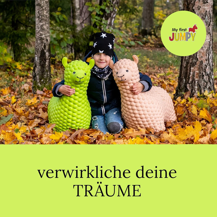 GERARDO'S Toys Hüpftier Hüpfball Alpaka Grün - Hüpftiere ab 1 Jahr und ab 2 Jahre - Aufblasbare Tier