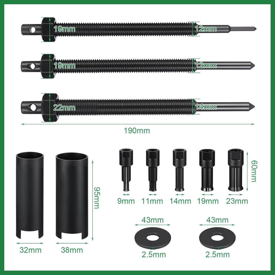 12PCS Motorcycle Inner Bearing Puller Kit, 5 Collets 9-23mm, Blind Hole Bearing Removal Tool Set wit