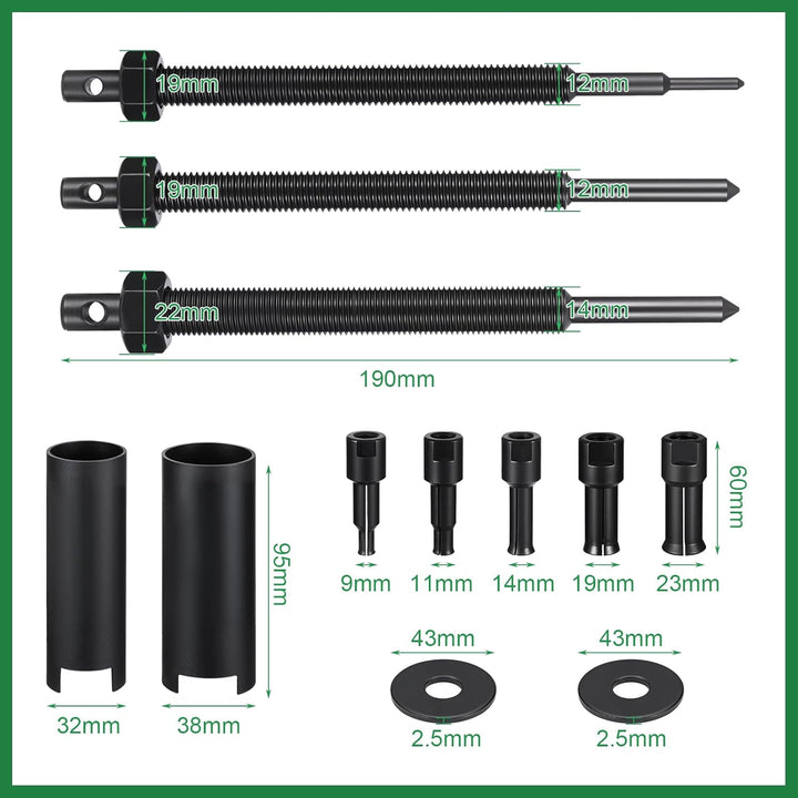 12PCS Motorcycle Inner Bearing Puller Kit, 5 Collets 9-23mm, Blind Hole Bearing Removal Tool Set wit