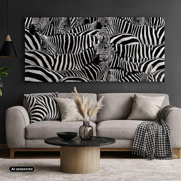 Panorama Bilder auf Leinwand 100x40cm Leinwandbild Tiere Zebra Streifen Gross Wanddeko Bild Schlafzi