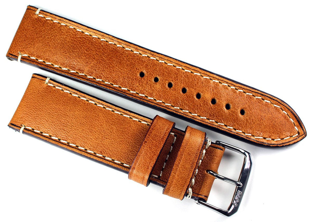 Sulla RIOS 1931 24mm Herren Kalbsleder Deutsch Uhrenarmband Vintage Pilot hell braun CT