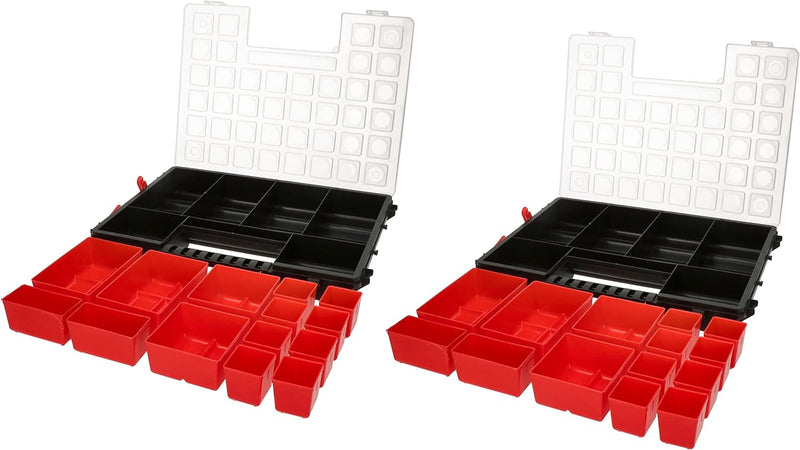 KOTARBAU® Tragbarer Sortimentsdoppelkasten Organizer mit herausnehmbaren Behältern, Organizer mit he