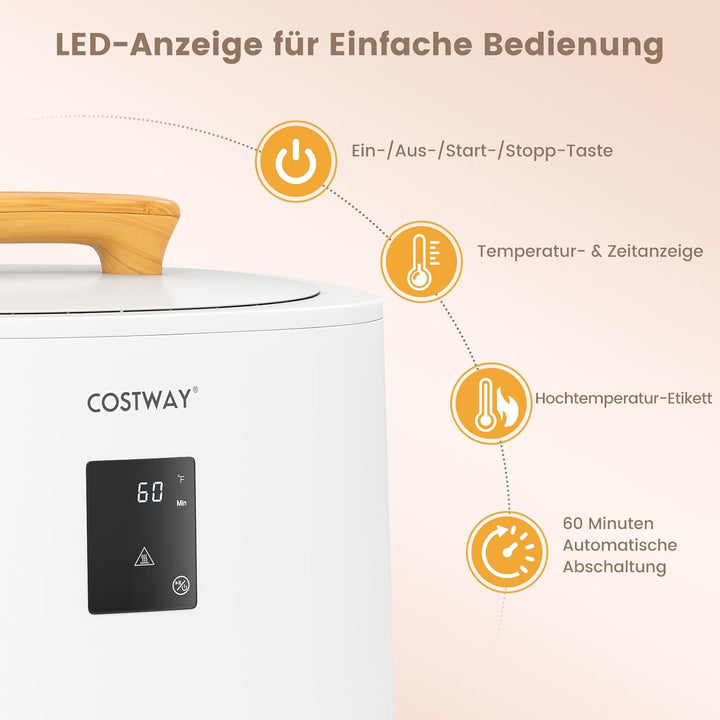 COSTWAY 18L Handtuchwärmer Eimer, Deckenwärmer mit LED-Anzeige & automatischer Abschaltung, tragbare