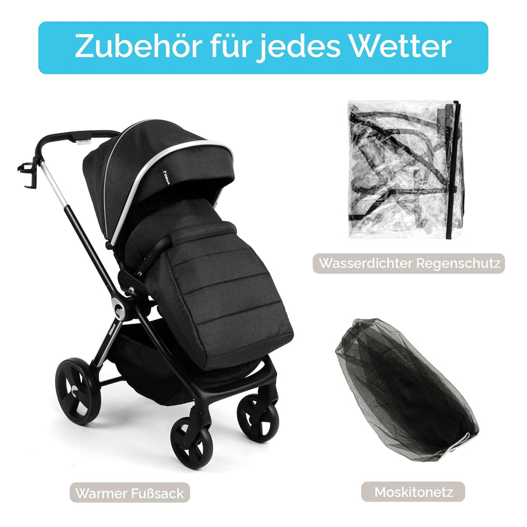 Isbjörn Kinderbuggy ab Geburt bis 22 kg, klappbar mit Liegefunktion, umsetzbare Sitzeinheit, grosse