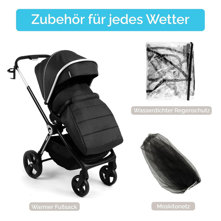 Isbjörn Kinderbuggy ab Geburt bis 22 kg, klappbar mit Liegefunktion, umsetzbare Sitzeinheit, grosse