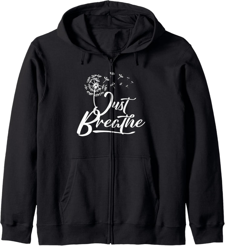Just Breathe Yoga Meditation Mindfulness Dandelion Wind Kapuzenjacke