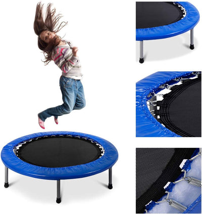 DREAMADE Trampolin aus Stahlrohr, Faltbares Kindertrampolin mit Tragfähigkeit von 150 kg, Fitnesstra