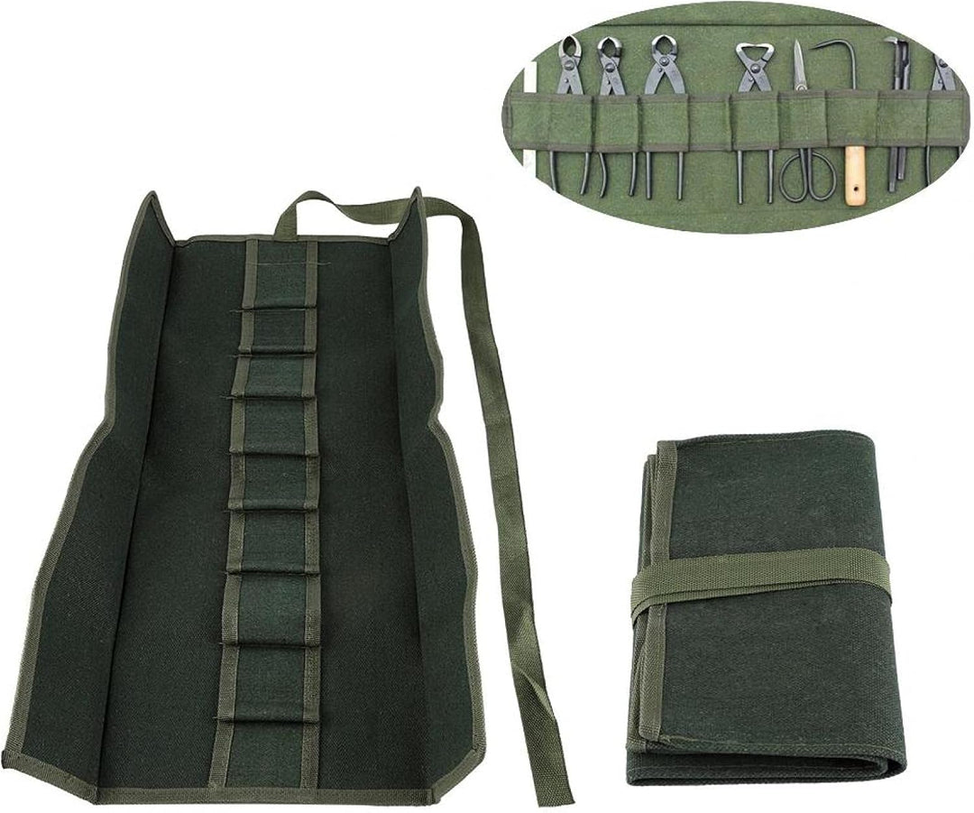 Cyrank Canvas Garden Tools Pouch, japanische Bonsai Tools Storage Package Roll Bag Canvas Tool Set C