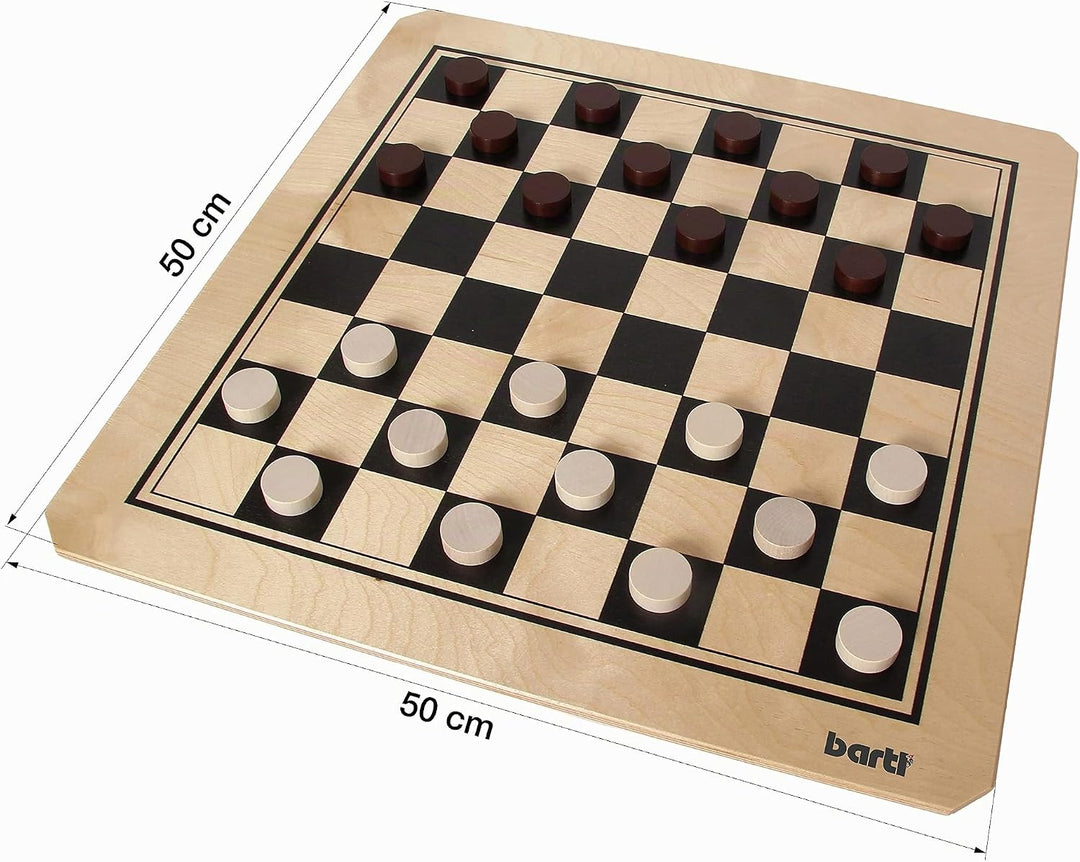 Bartl 107349 Brettspiel Mühle und Dame gross aus Holz XXL Format 50cm x