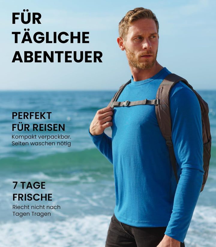 100% Merino Unterwäsche Herren - Merino Langarmshirt Herren Atmungsaktiv Und Feuchtigkeitsableitend