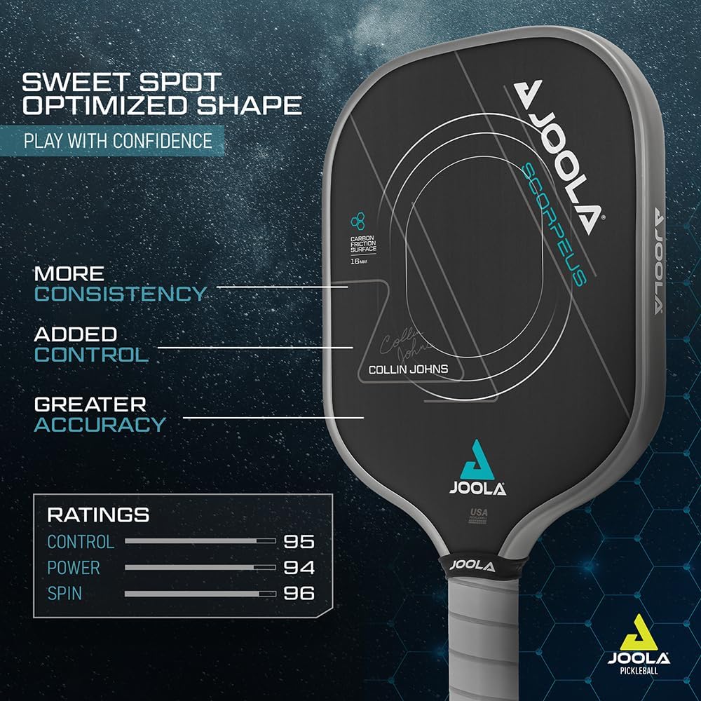 JOOLA Pickleball Schläger Scorpeus Hochwertiger Profi Paddel aus Carbon-USAPA Zertifiziert 40 x 20 c