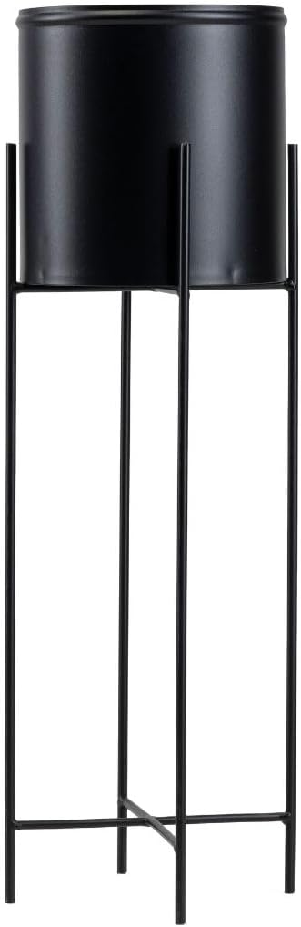 Moderne Blumenständer Metall 75 cm Hoch mit Schwarz Blumentopf Rund 21 cm Ø auf Robuste Ständer - Pf