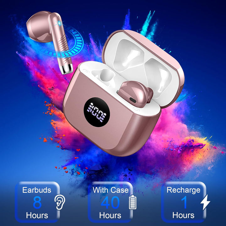 Kopfhörer Kabellos Bluetooth 5.4, Bluetooth Kopfhörer HiFi Stereo mit 4 ENC Noise Cancelling Mic, 40