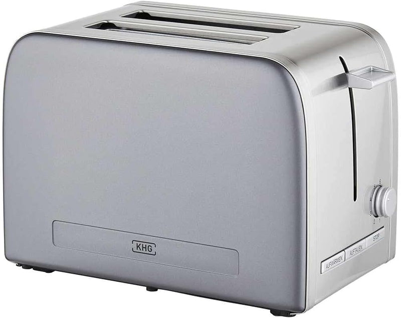 KHG Toaster TO-1050 GE | Toaster 2 Scheiben, Grau, 1050 W | mit Brötchenaufsatz, 6 Röstgradstufen mi