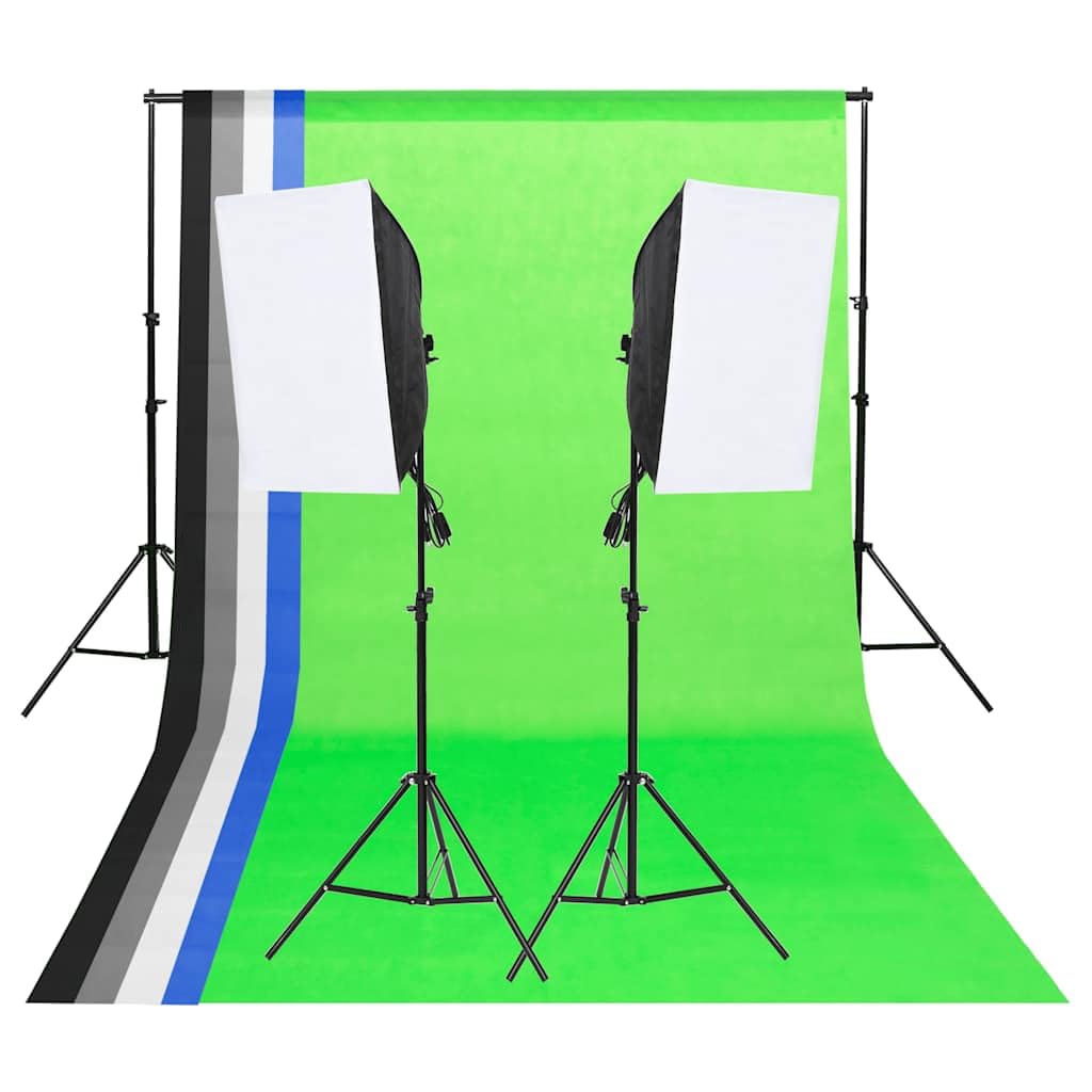 vidaXL Fotostudio-Beleuchtung-Set mit Hintergründen und Softboxen, Studiobeleuchtung Set, Softbox, T