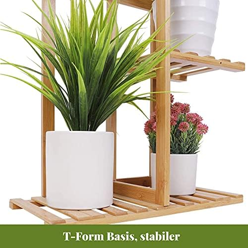 AYNEFY Pflanzenregal Blumenregal Bambus Holz Blumentreppe mit 6 Ablagen Blumenständer Pflanzenstände