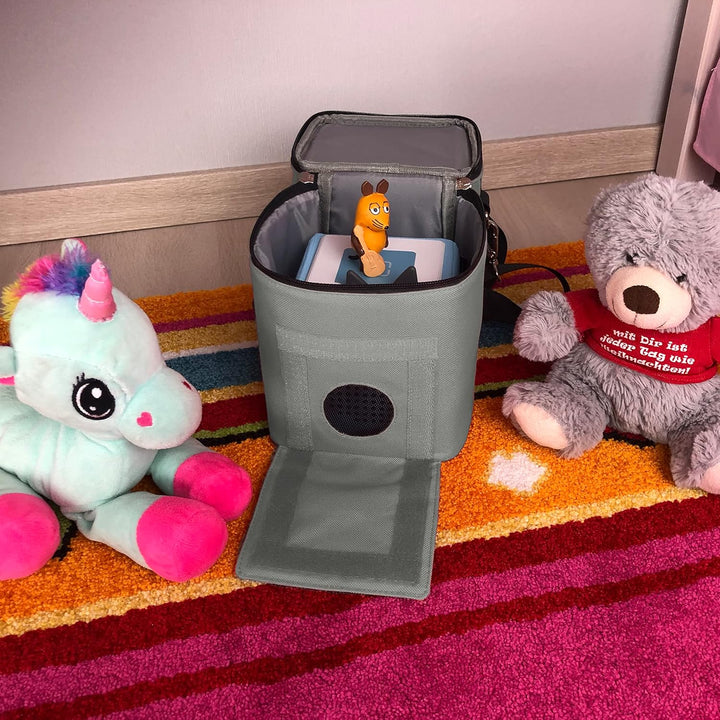 Punalu kompakte Tasche für die Toniebox und Zubehör mit Soundklappe, Platz für ca. 20 Tonies Hörfigu