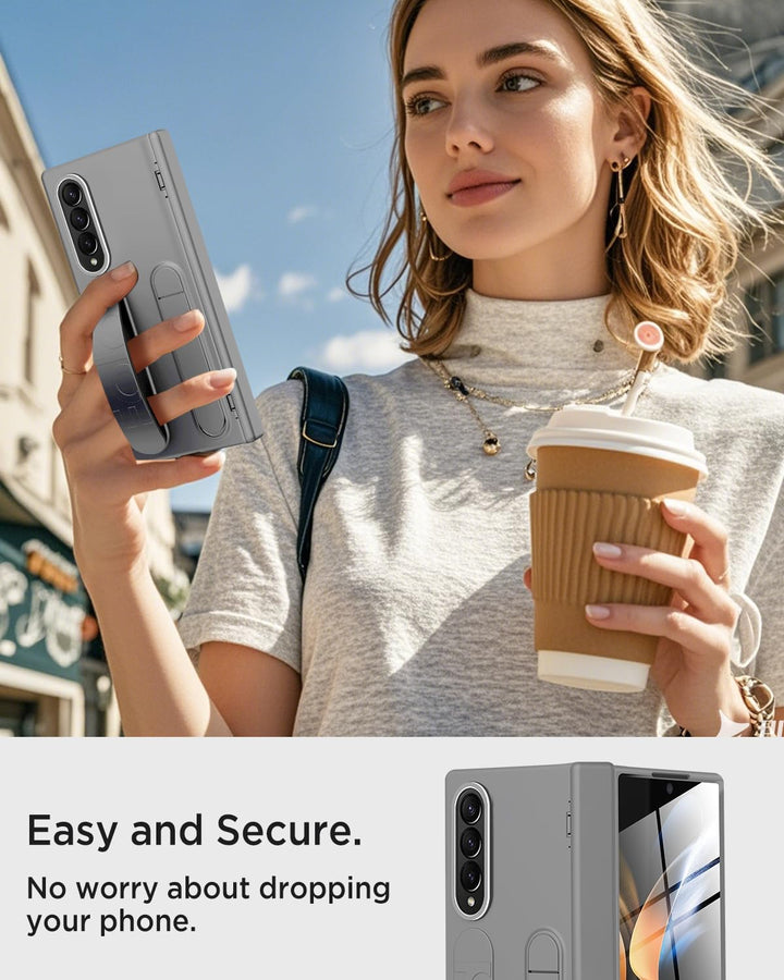 Miimall Kompatibel mit Samsung Galaxy Z Fold 4 Hülle mit Handschlaufe, [Abnehmbare Ständer] [Display