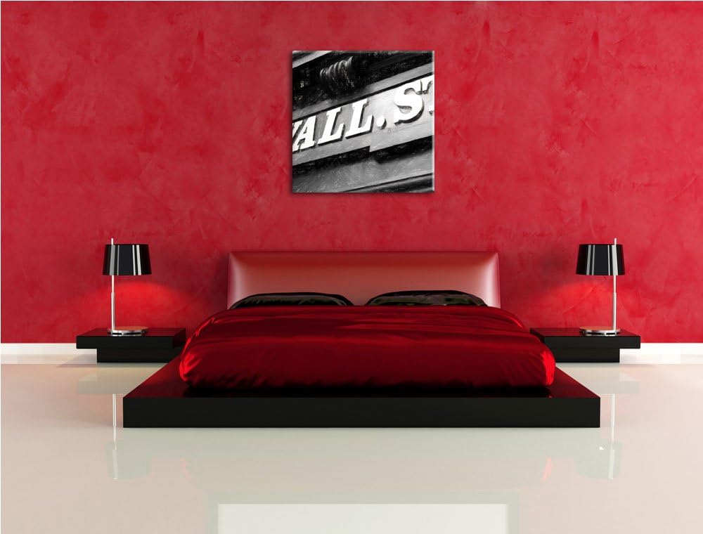 Wall Street Schild, Format: 70x70 als Leinwandbild, tolle Bilder fertig auf Holzrahmen gespannt, Kun