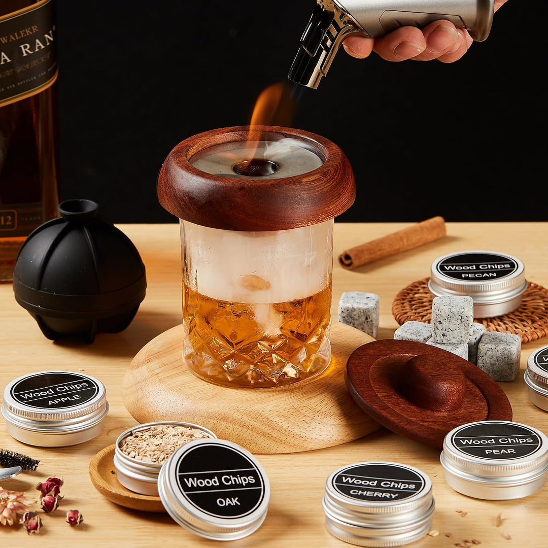 Cocktail Smoker Set Prestige Whisky mit 2 Gläsern und Brenner ohne Gas | Prestige Geschenkset schwar