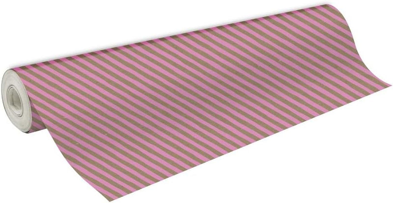 Clairefontaine 223873C - Rolle Geschenkpapier Kraftnatur 50mx70 cm 70g, Streifen Rosa, 1 Rolle Strei