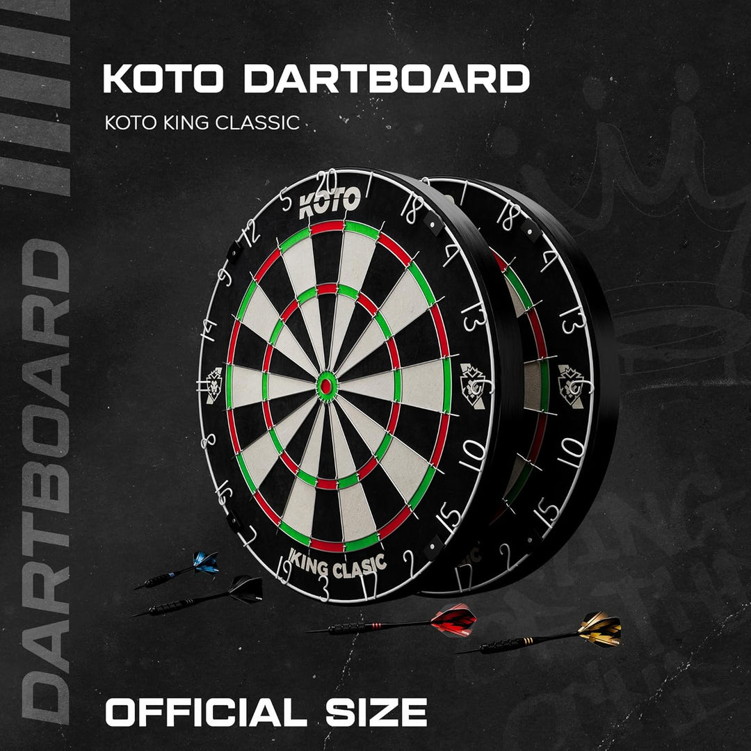 KOTO - Dartscheibe, Silber Rotierender Zahlenring, Offizielle Turniermasse mit Hochwertiges Sisal un
