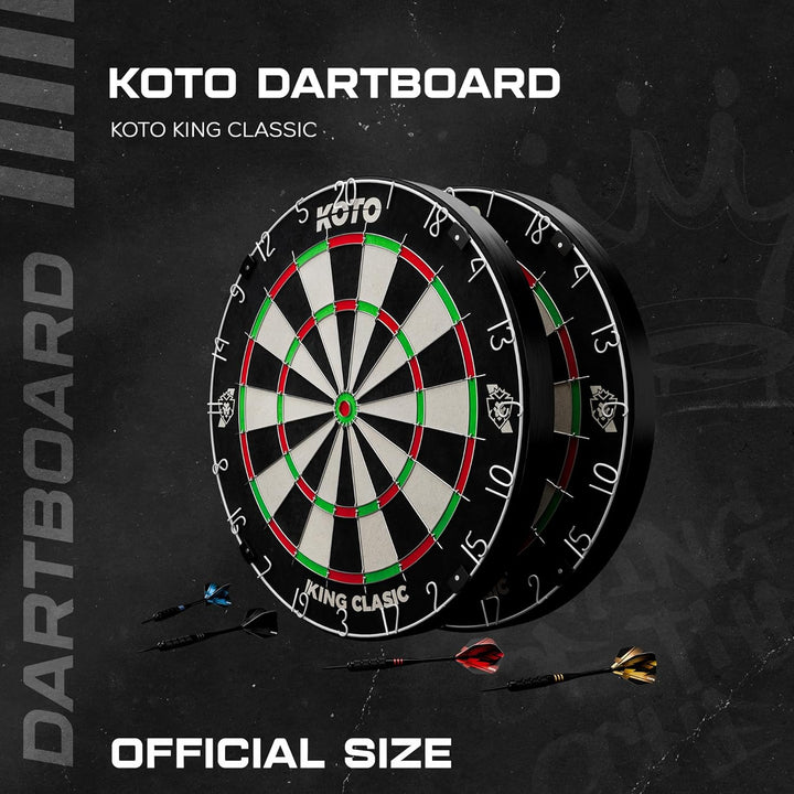KOTO - Dartscheibe, Silber Rotierender Zahlenring, Offizielle Turniermasse mit Hochwertiges Sisal un