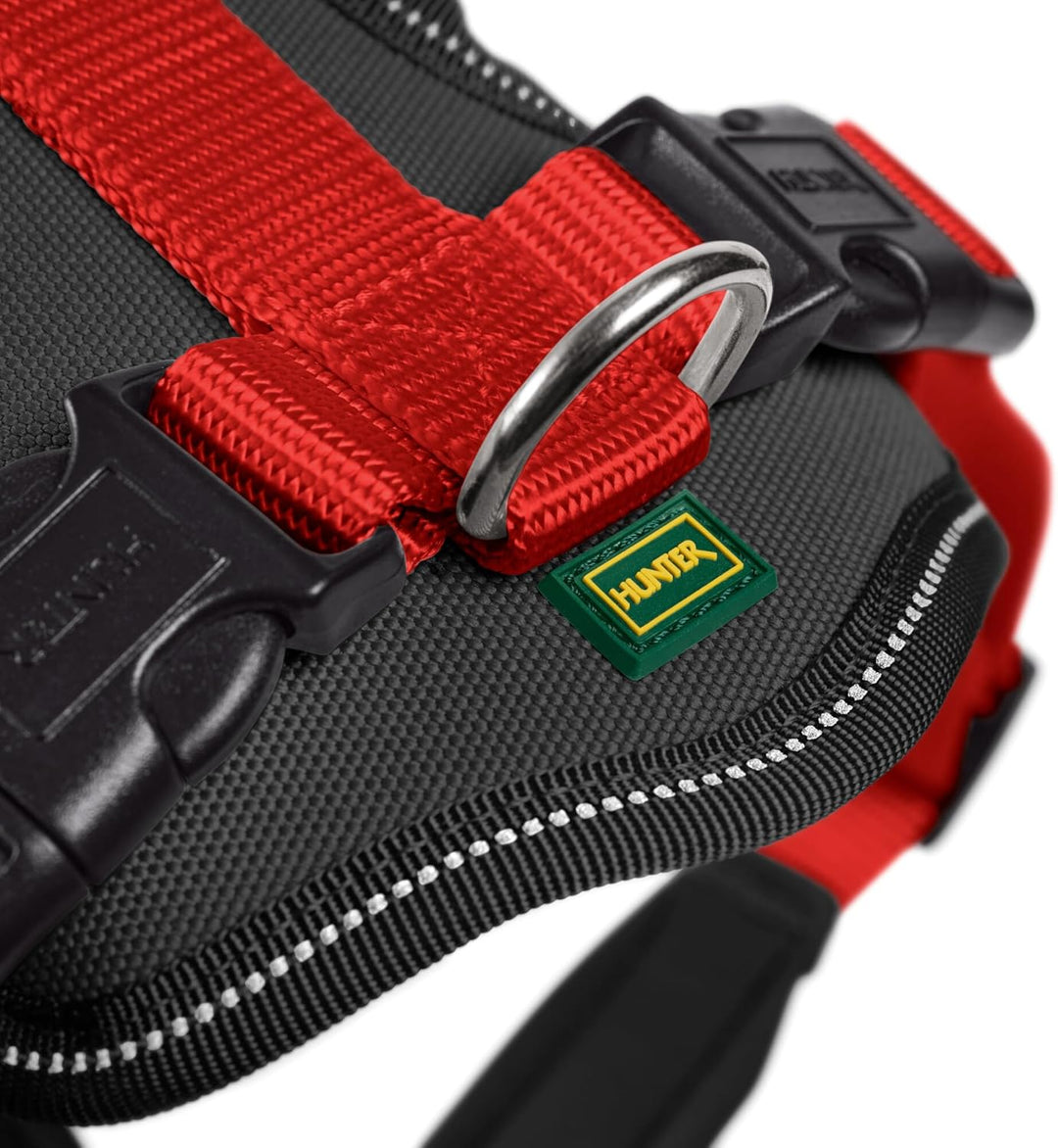 HUNTER NEOPREN Hundegeschirr, Nylon, gepolstert mit Neopren, M/2 58 - 72 cm, rot/schwarz rot/schwarz
