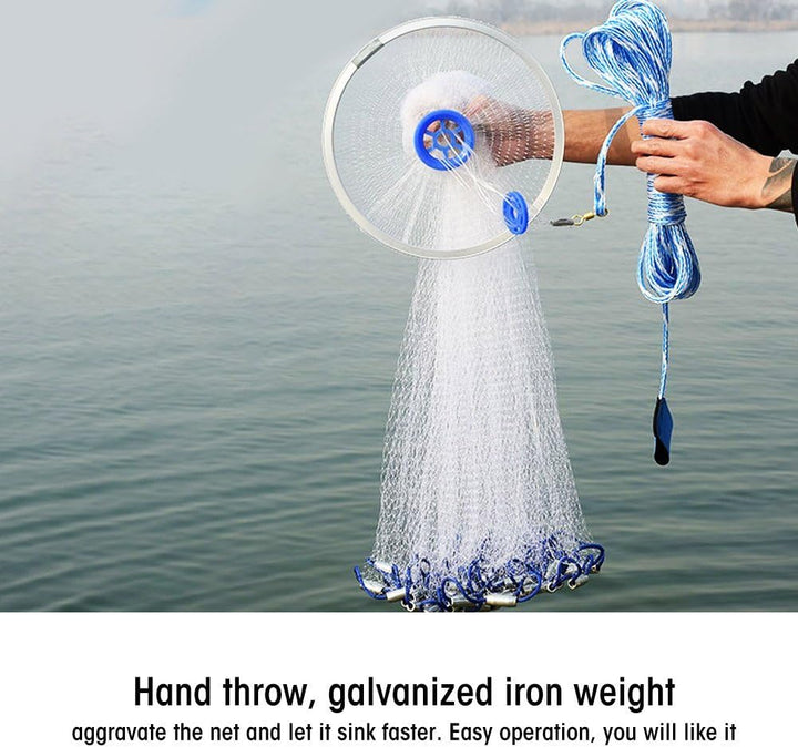 Cocoarm Fischernetz Hand Überwurf Angelnetz aus Nylon Angeln Net Tragbares Erweiterbar Nylon Mesh Ne