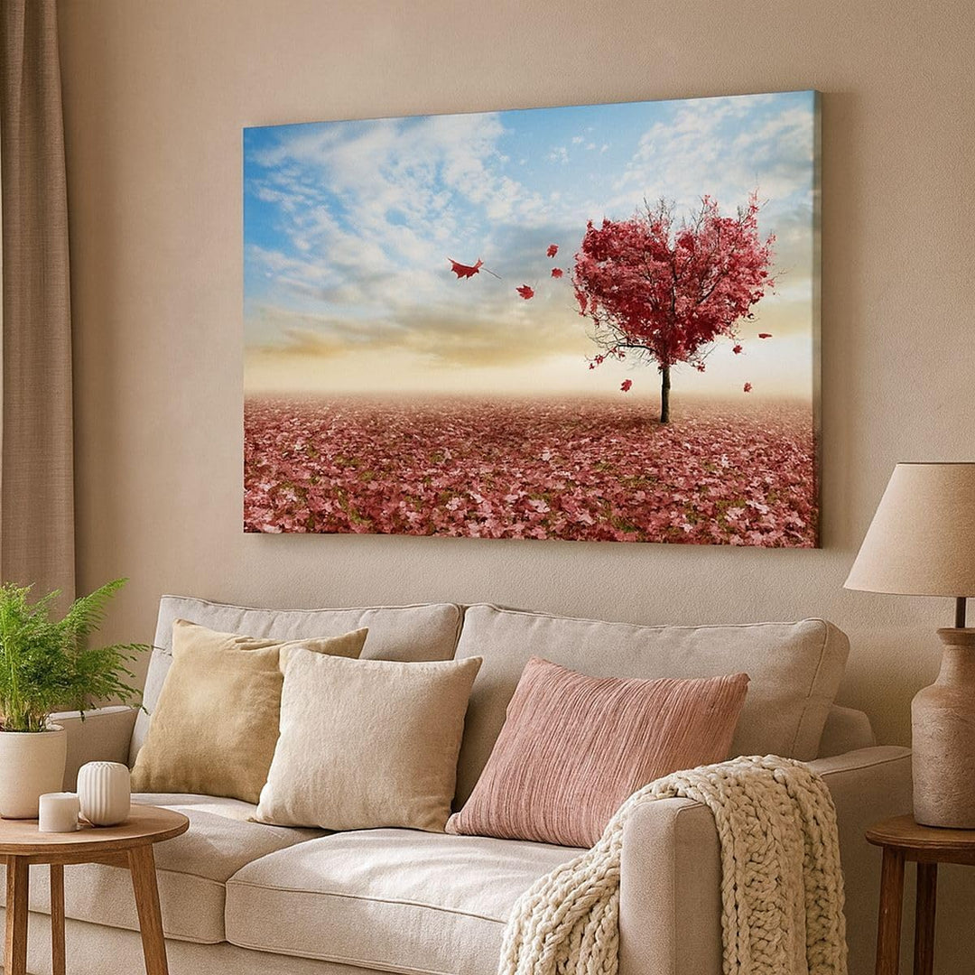 Bilder auf Leinwand 100x70cm Leinwandbild Abstraktion Herbst Baum Blatt Gross Wanddeko Bild Schlafzi