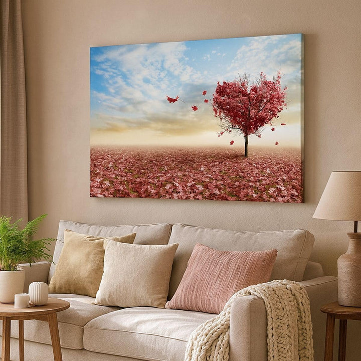 Bilder auf Leinwand 100x70cm Leinwandbild Abstraktion Herbst Baum Blatt Gross Wanddeko Bild Schlafzi