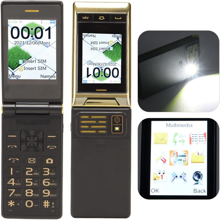Zunate Entsperrtes Klapptelefon, 3 Zoll Grosse Tasten, Grosse Schriftarten, Klapphandy für Senioren,