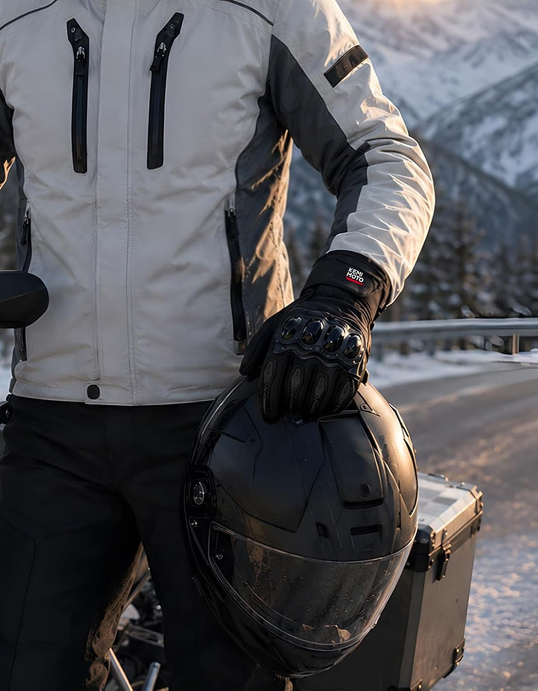 KEMIMOTO Winter Motorradhandschuhe, wassdichte Motorrad Handschuhe Winter, Amtungsaktive Sport Hands