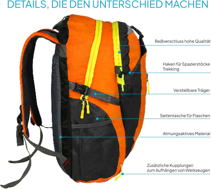 OcioDual Wanderrucksack 30L Orange, Travelite Rucksack, Arbeitsrucksack Herren, Wanderrucksack Herre