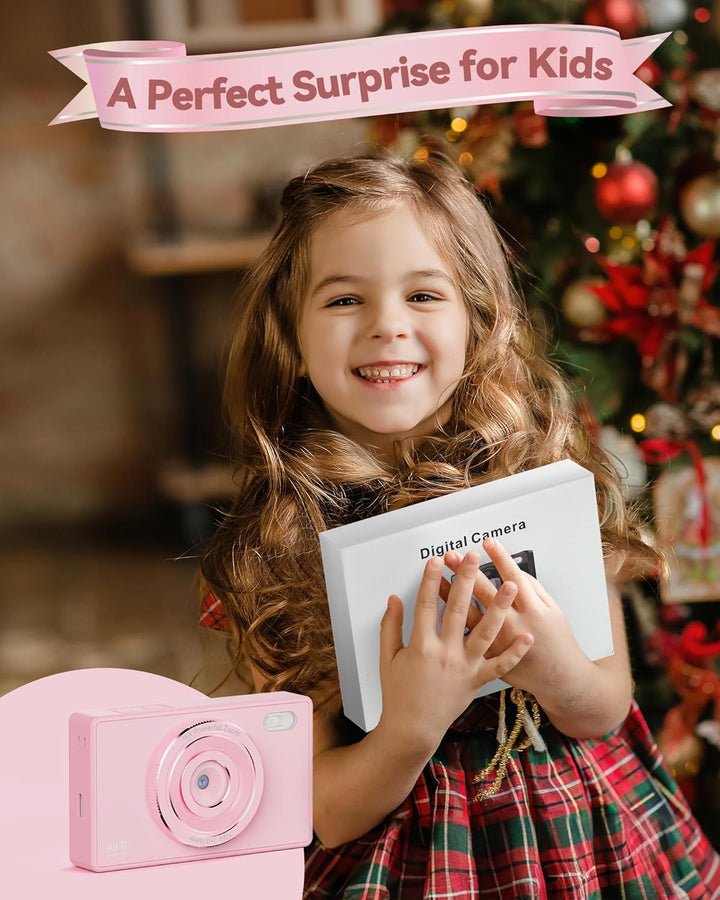 64GB Digitalkamera Kinder Fotokamera: 48MP Anti-Shake Kinderkamera Foto Vlogging Fotoapparat 16X Dig