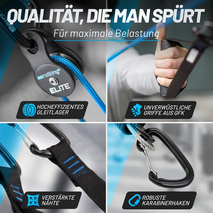 aerobis® aeroSling Elite Schlingentrainer | Sling Trainer Ganzkörpertraining mit Umlenkrolle, Türank
