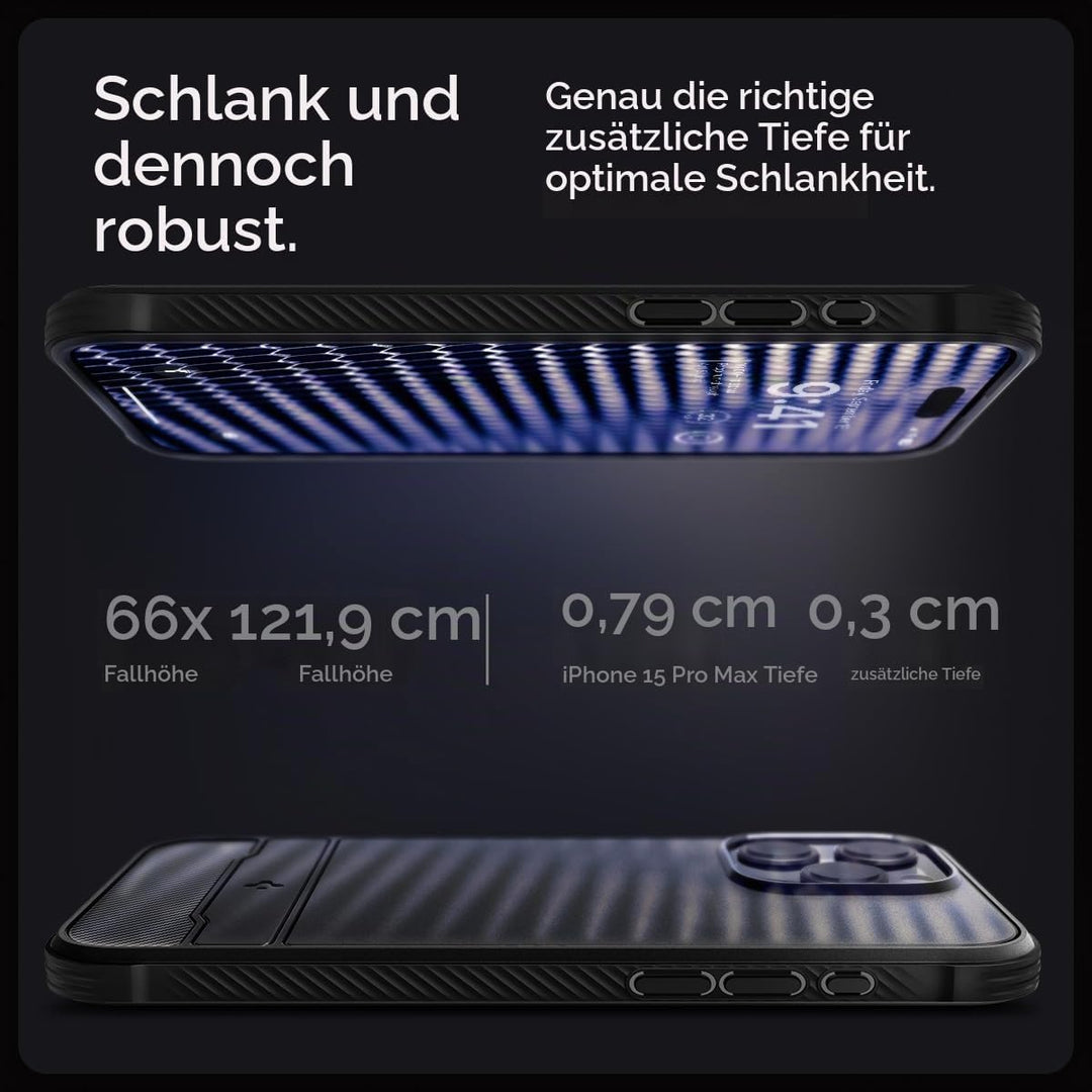 Spigen Rugged Armor MagFit Hülle Kompatibel mit iPhone 15 Pro Max -Matte Black, Matte Black