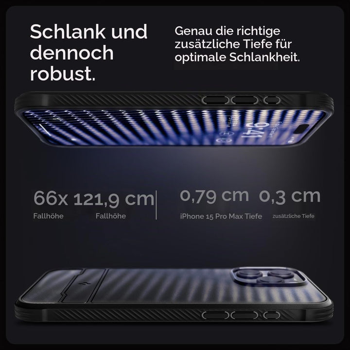 Spigen Rugged Armor MagFit Hülle Kompatibel mit iPhone 15 Pro Max -Matte Black, Matte Black