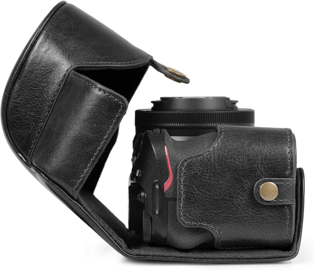 MegaGear Ever Ready Kameratasche aus echtem Leder, kompatibel mit Nikon Z30 (Schwarz), Schwarz