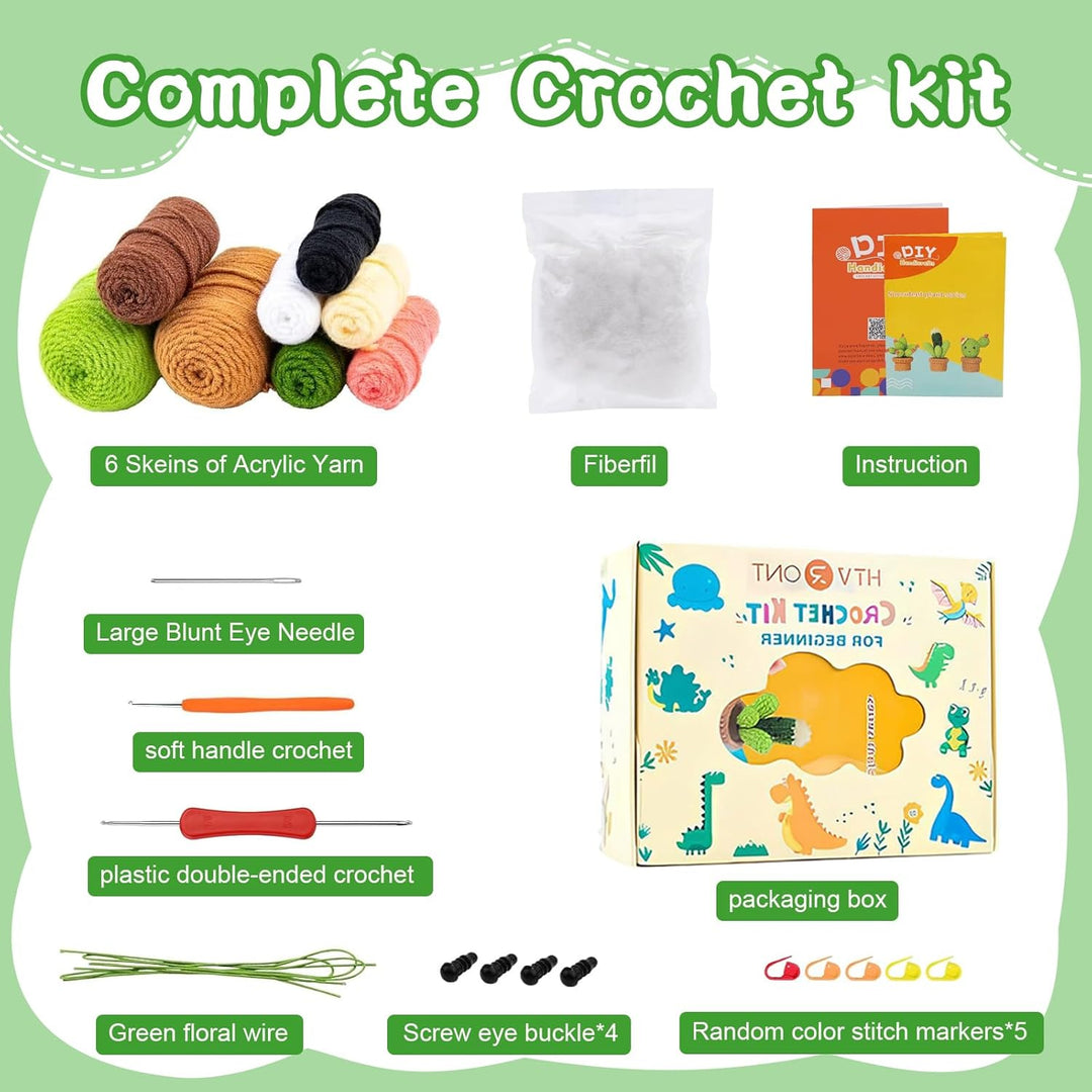 Lonsien Häkelset für Anfänger 3 Cactus Häkeln Für Anfänger Komplett Stricken für Anfänger Set Croche