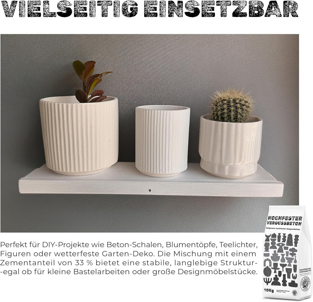Grey Element Bastelbeton zum Giessen 10 kg einfach zu verarbeiten und schnelle Aushärtung - Hochfest