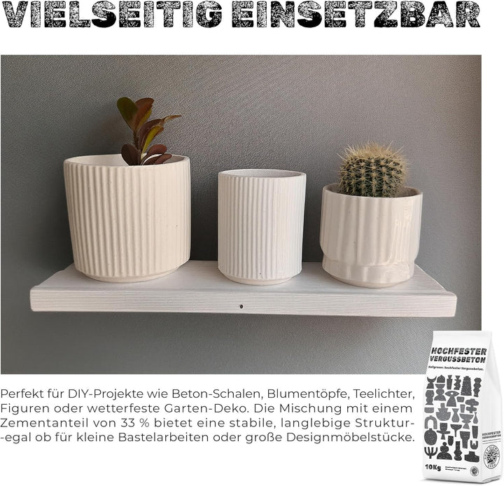 Grey Element Bastelbeton zum Giessen 10 kg einfach zu verarbeiten und schnelle Aushärtung - Hochfest