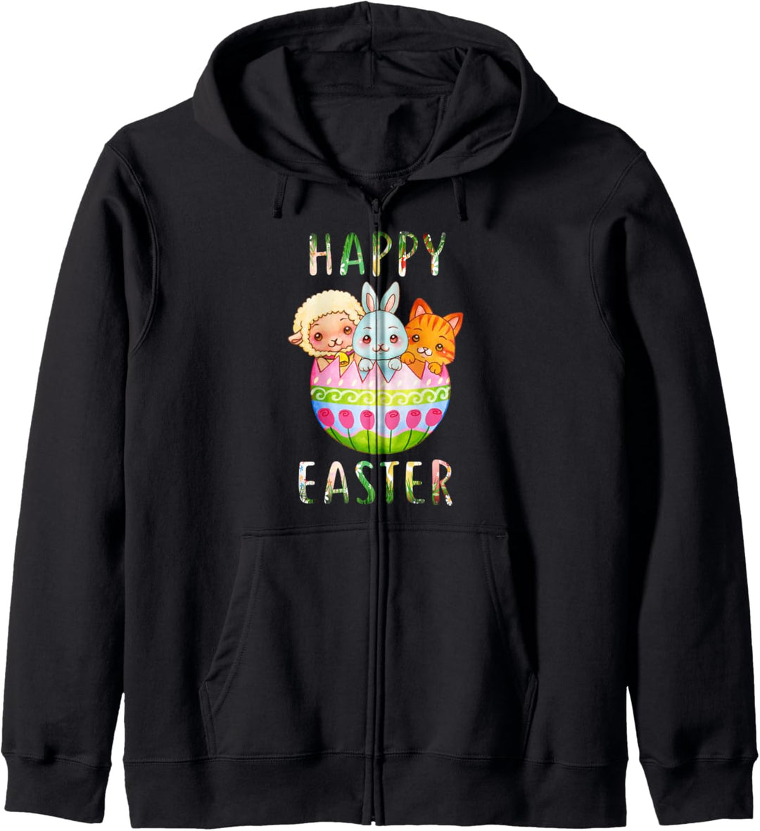 Happy Easter day funny Bunny Cat Lamb wearing rabbit ears Kapuzenjacke