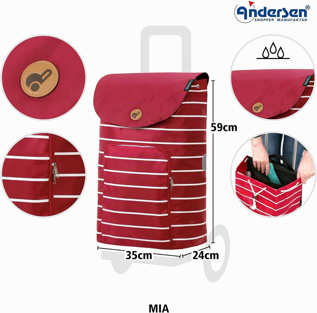 Andersen Einkaufstrolley - klappbar - 47 Liter | Aufhängung für Einkaufswagen - belastbar 50 kg - Al