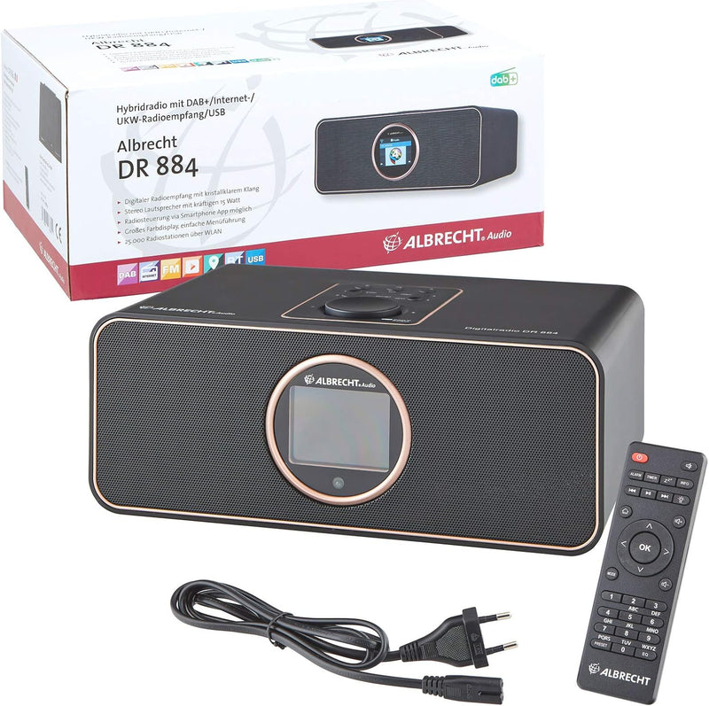 Albrecht DR 884 Kompaktanlage, 27884, Internetradio, Digitalradio, DAB+, UKW mit RDS, Bluetooth, USB