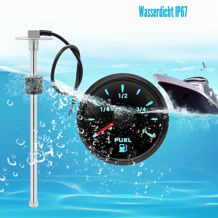 Kraftstoffstandsanzeige mit Kraftstoffstandssensor, 0-190ohms Marine Kraftstoff Sendeeinheit, Boot K